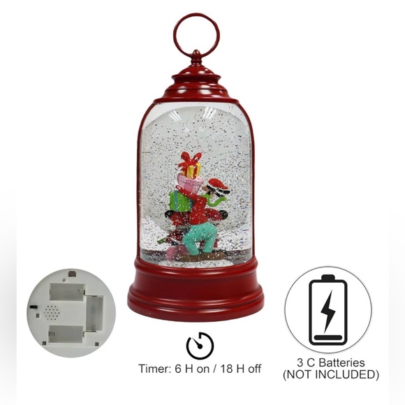 Moments In Time Disney Christmas Water Spinning Snow Globe Lantern New - Picture 4 of 7